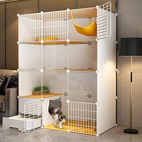 Großer Katzenkäfig Innenräume - kleine Tiere Käfig DIY Draht Zaun Katze Kennkäfige Käfer Innen groß mit Katzentoilette für 1-2 Katzen, Frettchen, Chinchilla, Kaninchen, kleine Tiere (Farbe: Weiß, Großer Katzenkäfig Innenräume - kleine Tiere Käfig DIY Draht Zaun Katze Kennkäfige Käfer Innen groß mit Katzentoilette für 1-2 Katzen, Frettchen, Chinchilla, Kaninchen, kleine Tiere (Farbe: Weiß, von HFERTSCN