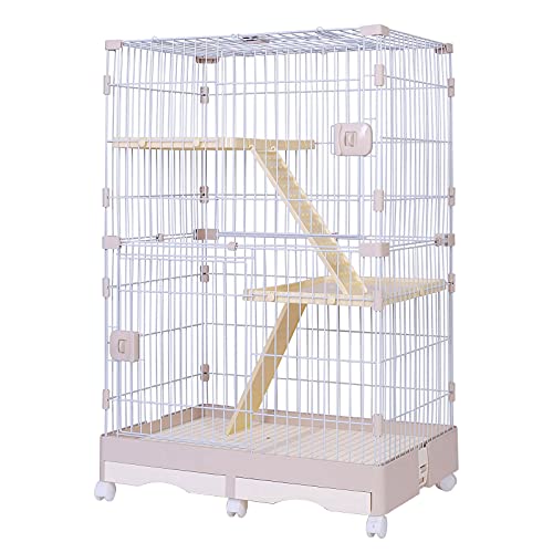 Großer Katzenkäfig -Katze -Katzenschiff - luxuriöser 2 -stöckiger Katzenschutzkäfigkäfig umfasst 2 einstellbare Sitzregale für Hamster und Rennmäuse mit großem Wohnraum FANDIAO von HFERTSCN