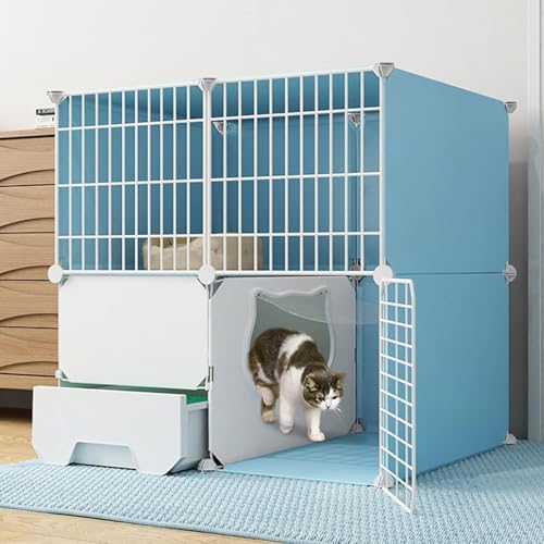 Großer Katzenkäfig - Katzenkäfigkäfigkäfigkäfige mit Katzentoilette DIY CAT CAT PLAYPEN abtrennbarer Metalldrahtkätzchen Kennels Kiste Kleiner Tierkäfig für Haustier (Größe: 75 * 49 * 73 cm) FANDIAO von HFERTSCN