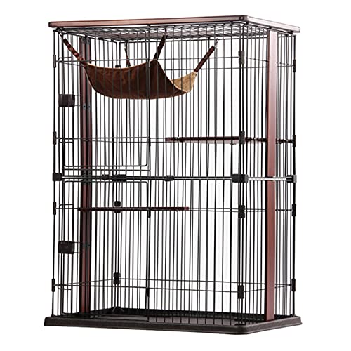 Großer Katzenkäfigkäfig -Metalldraht Pet Cat Kätzchen Frettchen Chinchilla Cage für Kätzchen Meerschweinchen Ideal für 1-4 Katze 1x Hängematte FANDIAO von HFERTSCN