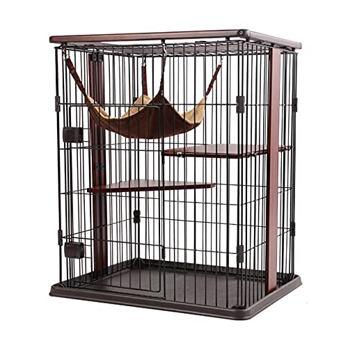 Großer Katzenkäfigkäfig -Metalldraht Pet Cat Kätzchen Frettchen Chinchilla Cage für Kätzchen Meerschweinchen Ideal für 1-4 Katze 1x Hängematte FANDIAO von HFERTSCN