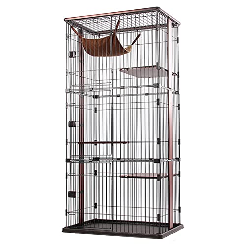 Großer Katzenkäfigkäfig -Metalldraht Pet Cat Kätzchen Frettchen Chinchilla Cage für Kätzchen Meerschweinchen Ideal für 1-4 Katze 1x Hängematte FANDIAO von HFERTSCN