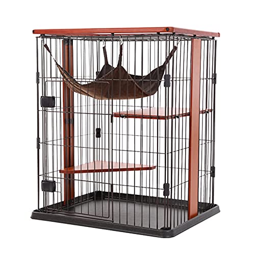 Großer Katzenkäfigkäfig -Metalldraht Pet Cat Kätzchen Frettchen Chinchilla Cage für Kätzchen Meerschweinchen Ideal für 1-4 Katze 1x Hängematte FANDIAO von HFERTSCN