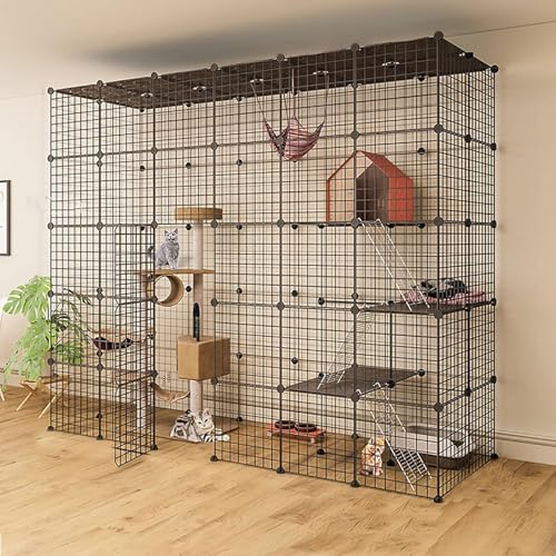 Haustierplaypen - Katzenkäfig -Katzen -Playpen zusammenklappbar große Katze Home Home Indoor -Metalldraht Kennels Kiste Großer Trainingsplatz, ideal für 1-4 Katzen FANDIAO von HFERTSCN