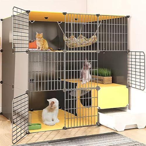 Innenkatze Käfig, Katzengehäuse, Abnehmbarer Metallzwinger, DIY-Metallkäfig mit geschlossener Katzentoilette mit Plattform, großer Trainingsplatz ideal für 1-2 Katzen, Hasen, Chinchilla, Eichhörnchen Innenkatze Käfig, Katzengehäuse, Abnehmbarer Metallzwinger, DIY-Metallkäfig mit geschlossener Katzentoilette mit Plattform, großer Trainingsplatz ideal für 1-2 Katzen, Hasen, Chinchilla, Eichhörnchen von HFERTSCN