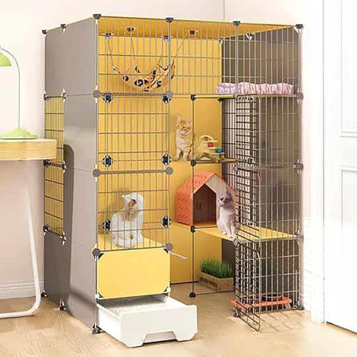 Innenkatze Käfig, Katzengehäuse, Abnehmbarer Metallzwinger, DIY-Metallkäfig mit geschlossener Katzentoilette mit Plattform, großer Trainingsplatz ideal für 1-2 Katzen, Hasen, Chinchilla, Eichhörnchen Innenkatze Käfig, Katzengehäuse, Abnehmbarer Metallzwinger, DIY-Metallkäfig mit geschlossener Katzentoilette mit Plattform, großer Trainingsplatz ideal für 1-2 Katzen, Hasen, Chinchilla, Eichhörnchen von HFERTSCN
