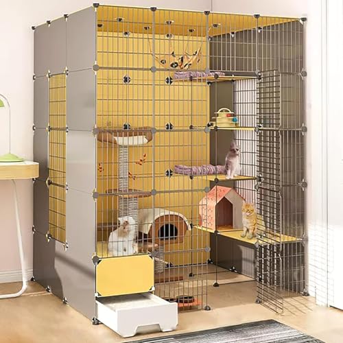 Innenkatze Käfig, Katzengehäuse, Abnehmbarer Metallzwinger, DIY-Metallkäfig mit geschlossener Katzentoilette mit Plattform, großer Trainingsplatz ideal für 1-2 Katzen, Hasen, Chinchilla, Eichhörnchen Innenkatze Käfig, Katzengehäuse, Abnehmbarer Metallzwinger, DIY-Metallkäfig mit geschlossener Katzentoilette mit Plattform, großer Trainingsplatz ideal für 1-2 Katzen, Hasen, Chinchilla, Eichhörnchen von HFERTSCN