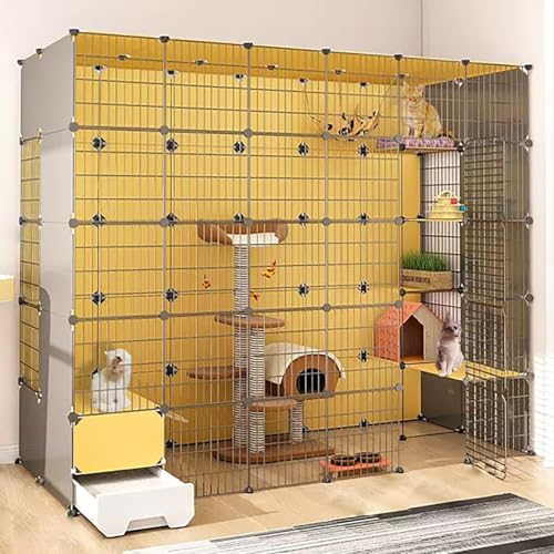 Innenkatze Käfig, Katzengehäuse, Abnehmbarer Metallzwinger, DIY-Metallkäfig mit geschlossener Katzentoilette mit Plattform, großer Übungsort ideal für 1-2 Katzen, Hasen, Chinchilla, Eichhörnchen Innenkatze Käfig, Katzengehäuse, Abnehmbarer Metallzwinger, DIY-Metallkäfig mit geschlossener Katzentoilette mit Plattform, großer Übungsort ideal für 1-2 Katzen, Hasen, Chinchilla, Eichhörnchen von HFERTSCN