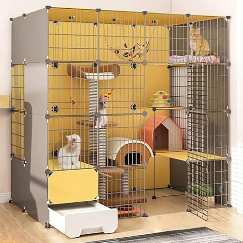 Innenkatze Käfig, Katzengehäuse, Abnehmbarer Metallzwinger, DIY-Metallkäfig mit geschlossener Katzentoilette mit Plattform, großer Übungsort ideal für 1-2 Katzen, Hasen, Chinchilla, Eichhörnchen Innenkatze Käfig, Katzengehäuse, Abnehmbarer Metallzwinger, DIY-Metallkäfig mit geschlossener Katzentoilette mit Plattform, großer Übungsort ideal für 1-2 Katzen, Hasen, Chinchilla, Eichhörnchen von HFERTSCN