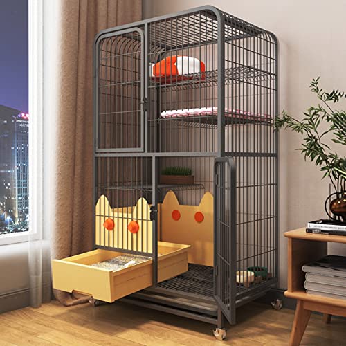 Katzenkäfig, DIY-Frettchen-Playpens für Innenräume, Frettchenkäfig Chinchilla-Käfig-Faltdrahtkatze Futter Habitat Kiste mit Rollen, Tablett für 1-2 Katzen, Frettchen, Chinchilla (Farbe: Weiß, Größe: von HFERTSCN