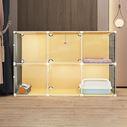 Katzenkäfig, Katzenkäfige Innenkatze Cat-Gehäuse mit Katzendrüsenschachtel, großer Katzenschiffe Abnehmbarer Metallkatze Kennels, Übungsplatz ideal für 1-3 Katze (Größe: 107x37x72cm) FANDIAO von HFERTSCN