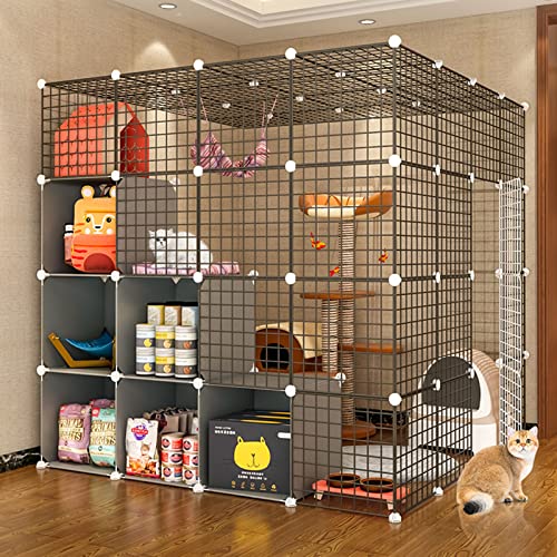 Katzenkäfig, Katzenschiff - Katzengehäuse, zusammenklappbares Großkatze Home Innenräume ideal für 1-4 Katzen FANDIAO von HFERTSCN