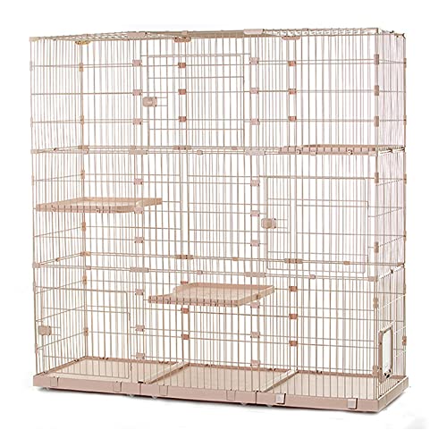 Katzenkäfig, großer Katzenkäfigkäfig -Katzen -Katze - Innenkäfigkäfige Gehäuse auf Rädern Metalldraht Zwinger Kiste ideal für 1-4 Katze FANDIAO von HFERTSCN