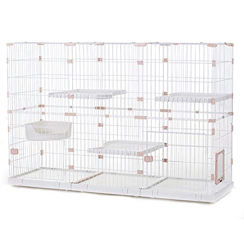 Katzenkäfig, großer Katzenkäfigkäfig -Katzen -Katze - Innenkäfigkäfige Gehäuse auf Rädern Metalldraht Zwinger Kiste ideal für 1-4 Katze FANDIAO von HFERTSCN