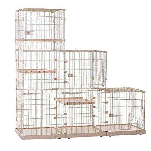 Katzenkäfig, großer Katzenkäfigkäfig -Katzen -Katze - Innenkäfigkäfige Gehäuse auf Rädern Metalldraht Zwinger Kiste ideal für 1-4 Katze FANDIAO von HFERTSCN