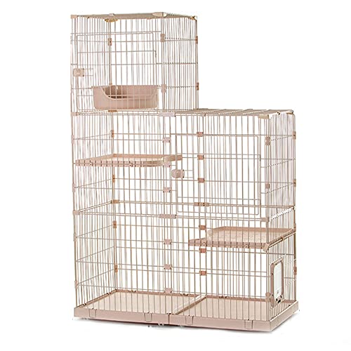 Katzenkäfig, großer Katzenkäfigkäfig -Katzen -Katze - Innenkäfigkäfige Gehäuse auf Rädern Metalldraht Zwinger Kiste ideal für 1-4 Katze FANDIAO von HFERTSCN