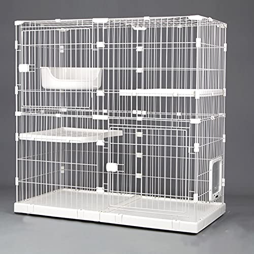 Katzenkäfig, großer Katzenkäfigkäfig -Katzen -Katze - Innenkäfigkäfige Gehäuse auf Rädern Metalldraht Zwinger Kiste ideal für 1-4 Katze FANDIAO von HFERTSCN
