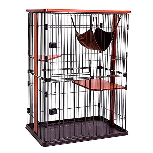 Katzenkäfig-3-stufige Katzenwohnung in Indoor-Katzen-Kätzchen-Futter-Chinchilla-Käfig für Kätzchen-Meerschweinchen, ideal für 1-4 Katze 1x Hängematte FANDIAO von HFERTSCN