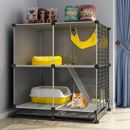 Katzenkäfig - DIY -PET -Spielstall, Frettchenkäfigkäfig -Katze -Playpen abtrennbarer Metalldrahtzwinger für 1-2 Katzen mit Tablett zur einfachen Reinigung (Größe: 72 * 47 * 82 cm) FANDIAO von HFERTSCN
