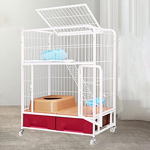 Katzenkäfig - Heavy Duty Hundekiste Starker Metallhundkäfighundhund, Cat House Cat Condo Faltmetallkiste für mittlere und große Hunde, Haustattenkupplern innen im Freien mit Vier Rädern FANDIAO von HFERTSCN
