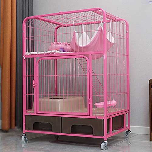 Katzenkäfig - Heavy Duty Hundekiste Starker Metallhundkäfighundhund, Cat House Cat Condo Faltmetallkiste für mittlere und große Hunde, Haustattenkupplern innen im Freien mit Vier Rädern FANDIAO von HFERTSCN