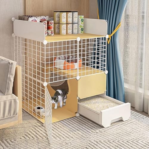 Katzenkäfig - Innen -DIY -Katzen -Katze, Katze Kennel DIY CAT -TAPEN abtrennbarer Metalldrahtkätzchen Kennels Kiste Kleines Tierkäfig für Haustier (Größe: 75 * 49 * 91 cm) FANDIAO von HFERTSCN