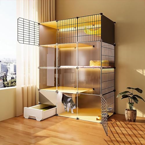 Katzenkäfig Innenräume, Katzengehäuse mit Katzentoilette Kätzchen Käfig DIY PET PETPEN CATE Haus Ausgabe Metall WEBENSCHAFT KREATE, großer Trainingsplatz ideal für 1-3 Katze (Größe: 109x39x142cm) Katzenkäfig Innenräume, Katzengehäuse mit Katzentoilette Kätzchen Käfig DIY PET PETPEN CATE Haus Ausgabe Metall WEBENSCHAFT KREATE, großer Trainingsplatz ideal für 1-3 Katze (Größe: 109x39x142cm) von HFERTSCN