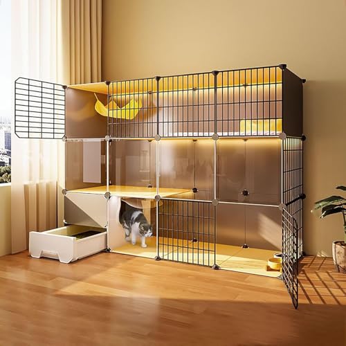 Katzenkäfig Innenräume, Katzengehäuse mit Katzentoilette Kätzchen Käfig DIY PET PETPEN CATENHAUS Ausgabe Metall WEBENSCHAFT KREATE, großer Trainingsplatz ideal für 1-3 Katze (Größe: 145x39 x 107 cm) Katzenkäfig Innenräume, Katzengehäuse mit Katzentoilette Kätzchen Käfig DIY PET PETPEN CATENHAUS Ausgabe Metall WEBENSCHAFT KREATE, großer Trainingsplatz ideal für 1-3 Katze (Größe: 145x39 x 107 cm) von HFERTSCN
