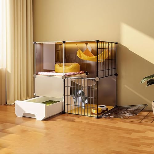 Katzenkäfig Innenräume, Katzengehäuse mit Katzentoilette Kätzchen Käfig DIY PET PETPEN CATENHAUS Ausgabe Metall WEBENSCHAFT KREATE, großer Übungsort ideal für 1-3 Katze (Größe: 75x39x73 cm) FANDIAO von HFERTSCN