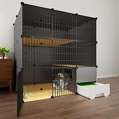 Katzenkäfig Innenräume, Katzenkäfige mit Katzendrüsenschachtel, großer 2/3 Stufe Katzengehäuse, Katzenkäfig für kleines Tier, Abnehmbarer Metallkäfig, Trainingsplatz ideal für 1-3 Katze (Größe: von HFERTSCN