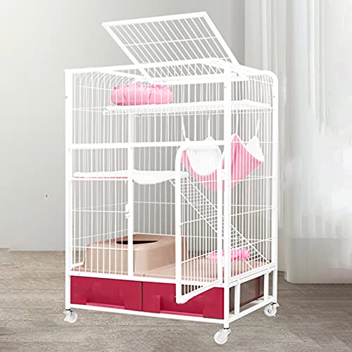Katzenkäfig -Katzen -Spielstall - Frettchenkäfigkäfig mit Katzentoiletten -Käfig -Käfig -Hängematte, Innenkatzenzähne auf Rädern für Innen- und Außenbereiche FANDIAO von HFERTSCN