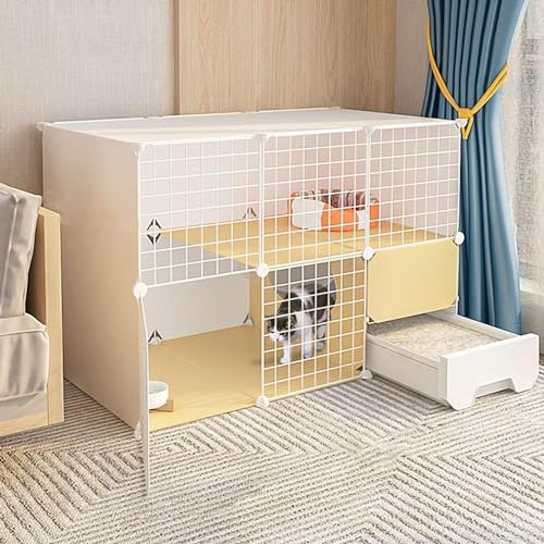 Katzenkäfig - Katzengehäuse Chinchilla -Käfig mit Katzentoilchbox, Innen -DIY -Katzen -Spielstall, Abnehmbarer Metalldrahtkätzchen Kennels KREATE KRAGE Käfig für Haustier 1-2 Katze (Farbe: A, Größe: von HFERTSCN