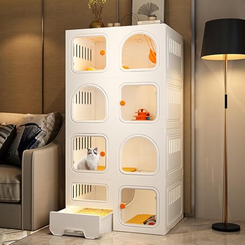 Katzenkäfig - Katzengehäuse Innen-, Katzenzwinger für Innenkatzen mit Katzentoilette Starker und Robustes DIY -Katzen -Katze -Spielstall, mit Rollen, um die Höhe um 4 cm zu erhöhen (Farbe: Set C, Katzenkäfig - Katzengehäuse Innen-, Katzenzwinger für Innenkatzen mit Katzentoilette Starker und Robustes DIY -Katzen -Katze -Spielstall, mit Rollen, um die Höhe um 4 cm zu erhöhen (Farbe: Set C, von HFERTSCN