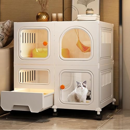 Katzenkäfig - Katzengehäuse Innen-, Katzenzwinger für Innenkatzen mit Katzentoilette Starker und Robustes DIY -Katzen -Katze -Spielstall, mit Rollen, um die Höhe um 4 cm zu erhöhen (Farbe: Set a, Katzenkäfig - Katzengehäuse Innen-, Katzenzwinger für Innenkatzen mit Katzentoilette Starker und Robustes DIY -Katzen -Katze -Spielstall, mit Rollen, um die Höhe um 4 cm zu erhöhen (Farbe: Set a, von HFERTSCN