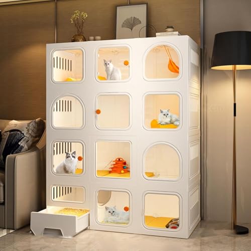 Katzenkäfig - Katzengehäuse Innen-, Katzenzwinger für Innenkatzen mit Katzentoilette Starker und Robustes DIY -Katzen -Katze -Spielstall, mit Rollen, um die Höhe um 4 cm zu erhöhen (Farbe: Set a, Katzenkäfig - Katzengehäuse Innen-, Katzenzwinger für Innenkatzen mit Katzentoilette Starker und Robustes DIY -Katzen -Katze -Spielstall, mit Rollen, um die Höhe um 4 cm zu erhöhen (Farbe: Set a, von HFERTSCN