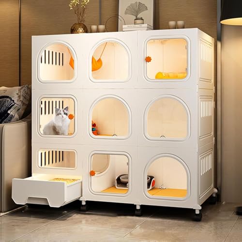 Katzenkäfig - Katzengehäuse Innen-, Katzenzwinger für Innenkatzen mit Katzentoilette Starker und Robustes DIY -Katzen -Katze -Spielstall, mit Stößen, um die Höhe um 4 cm zu erhöhen (Farbe: Set C, Katzenkäfig - Katzengehäuse Innen-, Katzenzwinger für Innenkatzen mit Katzentoilette Starker und Robustes DIY -Katzen -Katze -Spielstall, mit Stößen, um die Höhe um 4 cm zu erhöhen (Farbe: Set C, von HFERTSCN