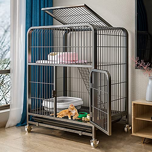 Katzenkäfig - Katzenkäfig Outdoorcat Cage Playpen, Metallkatze Käfig Käfig kleine Tiere Hutch mit Katzenkratzern kostenlose Hängematte übergroße Katzenvilla auf Rädern FANDIAO von HFERTSCN