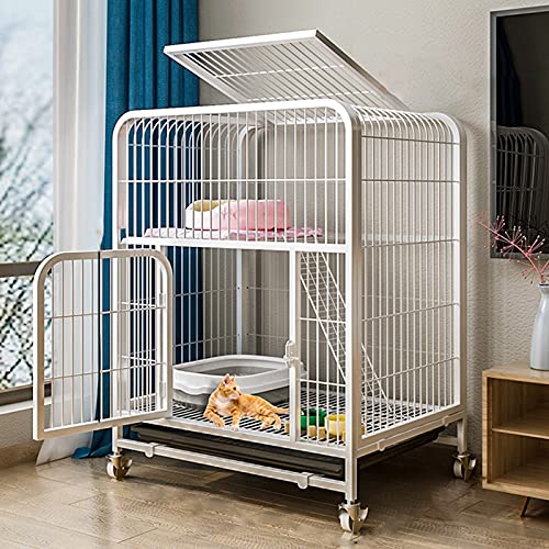 Katzenkäfig - Katzenkäfig Outdoorcat Cage Playpen, Metallkatze Käfig Käfig kleine Tiere Hutch mit Katzenkratzern kostenlose Hängematte übergroße Katzenvilla auf Rädern FANDIAO von HFERTSCN