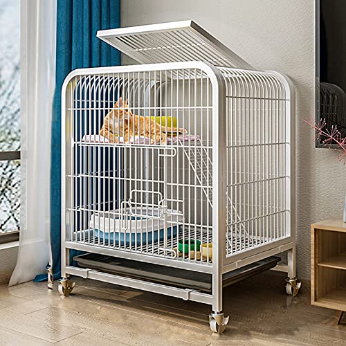 Katzenkäfig - Katzenkäfig Outdoorcat Cage Playpen, Metallkatze Käfig Käfig kleine Tiere Hutch mit Katzenkratzern kostenlose Hängematte übergroße Katzenvilla auf Rädern FANDIAO von HFERTSCN