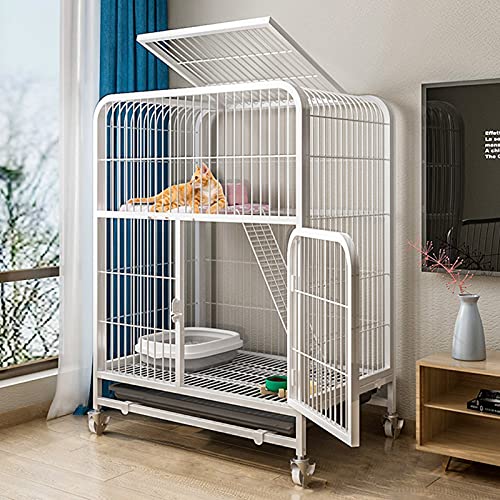 Katzenkäfig - Katzenkäfig Outdoorcat Cage Playpen, Metallkatze Käfig Käfig kleine Tiere Hutch mit Katzenkratzern kostenlose Hängematte übergroße Katzenvilla auf Rädern FANDIAO von HFERTSCN