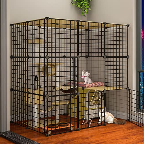 Katzenkäfig - Katzenschiff, DIY -Haustiere, Playpen, Metallgehäuse NET NET -Übung Yard Zaun Käfig Kleine Käfig mit Tür, Weiß, C4 FANDIAO von HFERTSCN