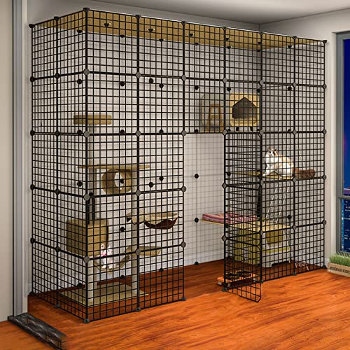 Katzenkäfig - Katzenschiff, DIY -Haustiere, Playpen, Metallgehäuse NET NET -Übung Yard Zaun Käfig Kleintiere Käfig mit Tür, weiß FANDIAO von HFERTSCN