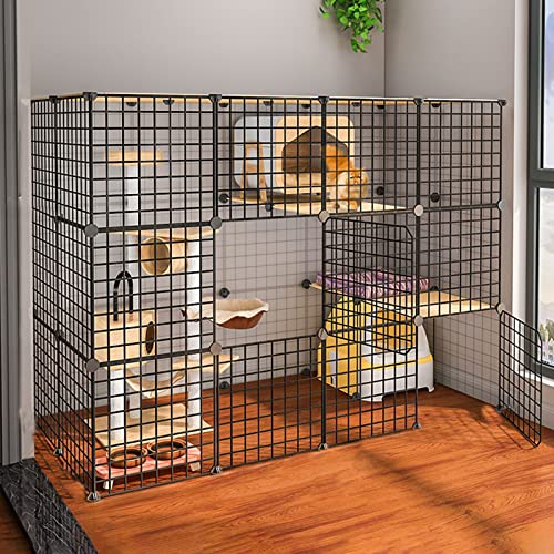 Katzenkäfig - Katzenschiff, DIY -Haustiere, Playpen, Metallgehäuse NET NET -Übung Yard Zaun Käfig Kleintiere Käfig mit Tür, weiß FANDIAO von HFERTSCN