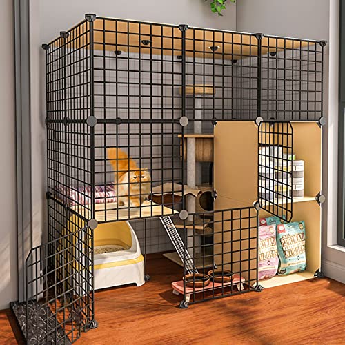 Katzenkäfig - Katzenschiff, DIY -Haustiere Playpen, Metallgehäuse NET NET Übung Yard Zaun Käfig Kleine Tiere Käfig mit Tür FANDIAO von HFERTSCN