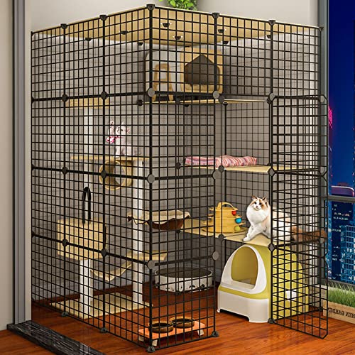 Katzenkäfig - Katzenschiff, DIY -Haustiere Playpen, Metallgehäuse NET NET Übung Yard Zaun Käfig Kleine Tiere Käfig mit Tür FANDIAO von HFERTSCN