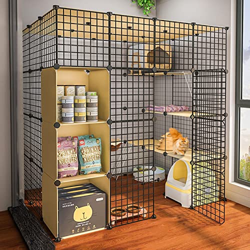 Katzenkäfig - Katzenschiff, DIY -Haustiere Playpen, Metallgehäuse NET NET Übung Yard Zaun Käfig Kleine Tiere Käfig mit Tür FANDIAO von HFERTSCN
