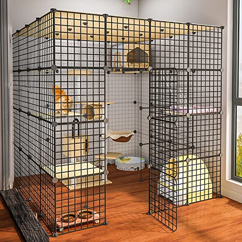 Katzenkäfig - Katzenschiff, DIY -Haustiere Playpen, Metallgehäuse NET NET Übung Yard Zaun Käfig Kleine Tiere Käfig mit Tür FANDIAO von HFERTSCN