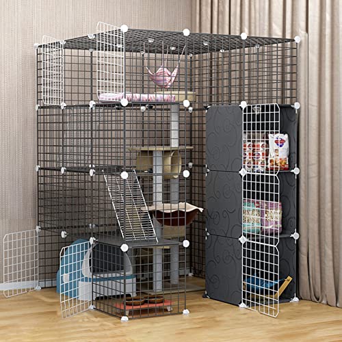 Katzenkäfig - Katzenschiff, Haustierkäfige für Katzen Metallgehäuse Netto -Übungshof -Zaun Käfig für kleine Haustiere Kaninchen Hedgehogs Katzenschiffeschweinchen FANDIAO von HFERTSCN