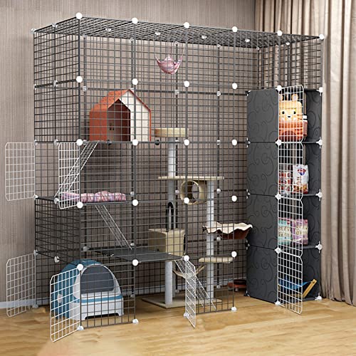 Katzenkäfig - Katzenschiff, Haustierkäfige für Katzen Metallgehäuse Netto -Übungshof -Zaun Käfig für kleine Haustiere Kaninchen Hedgehogs Katzenschiffeschweinchen FANDIAO von HFERTSCN