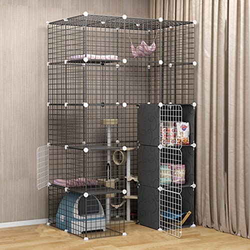 Katzenkäfig - Katzenschiff, Haustierkäfige für Katzen Metallgehäuse Netto -Übungshof -Zaun Käfig für kleine Haustiere Kaninchen Hedgehogs Katzenschiffeschweinchen FANDIAO von HFERTSCN